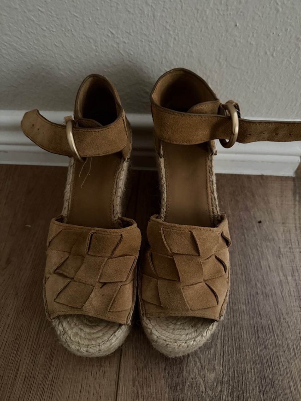 Marc Fisher Woven Suede Espadrille Wedge Sandals - Brown